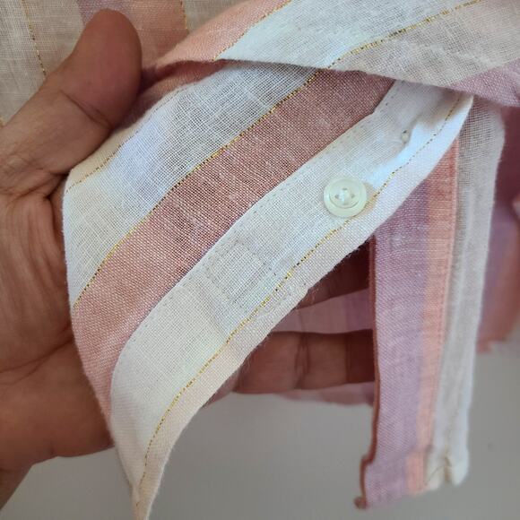 Rails Alyssa Dusk Stripe Linen Button Down Blouse M – Gold Thread Detail - Picture 10 of 16